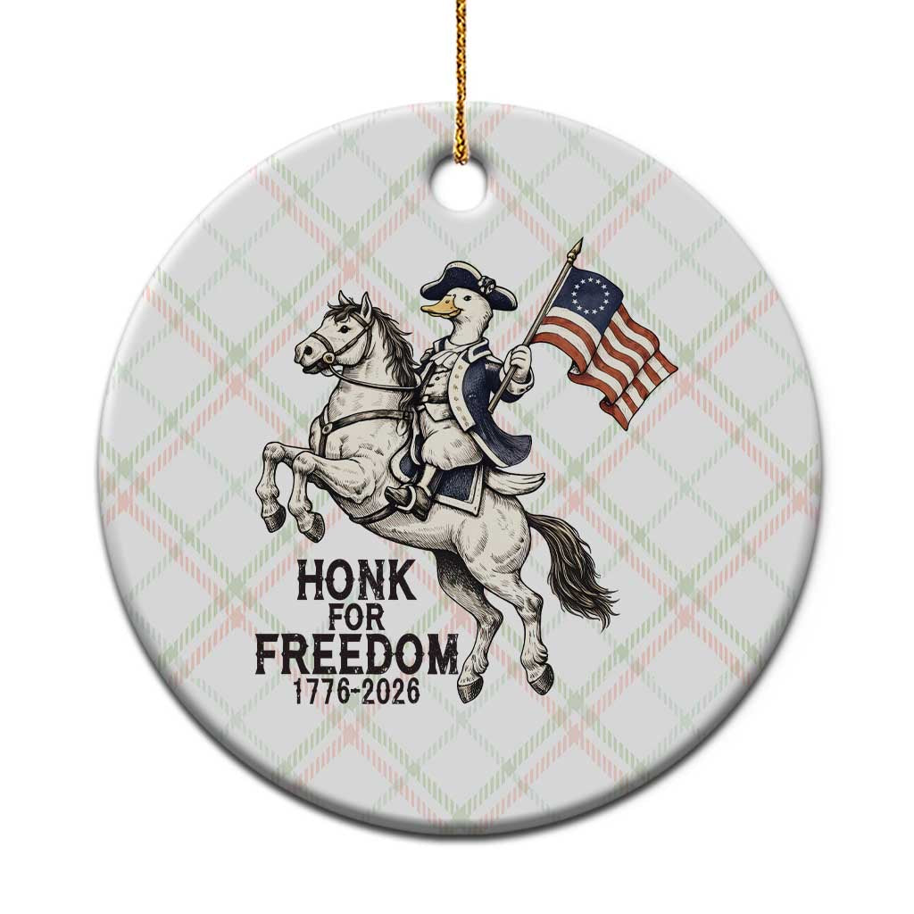 Funny Patriotic Goose Cowboy Ceramic Ornament Honk For Freedom