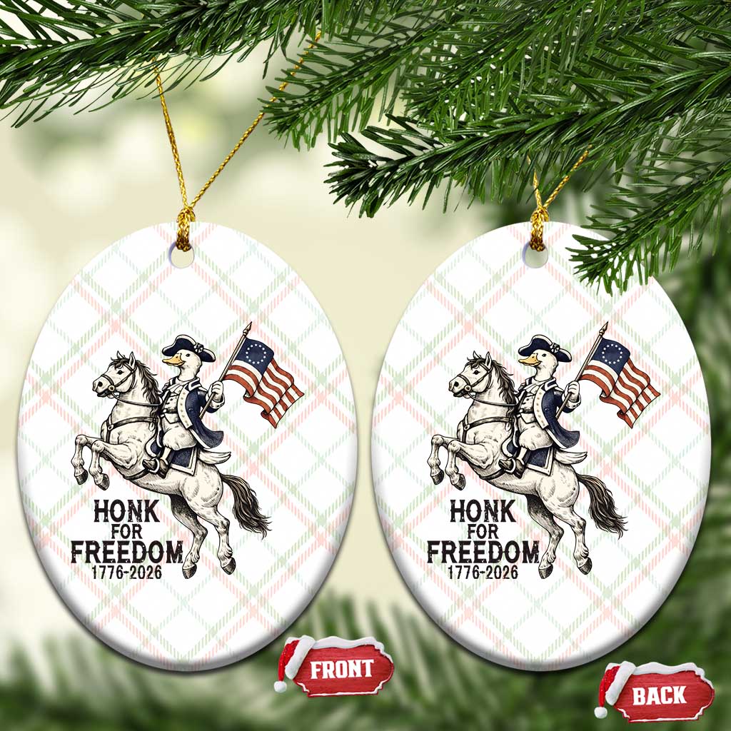 Funny Patriotic Goose Cowboy Ceramic Ornament Honk For Freedom