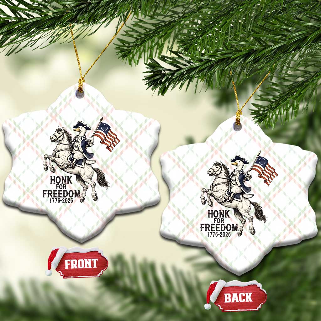Funny Patriotic Goose Cowboy Ceramic Ornament Honk For Freedom