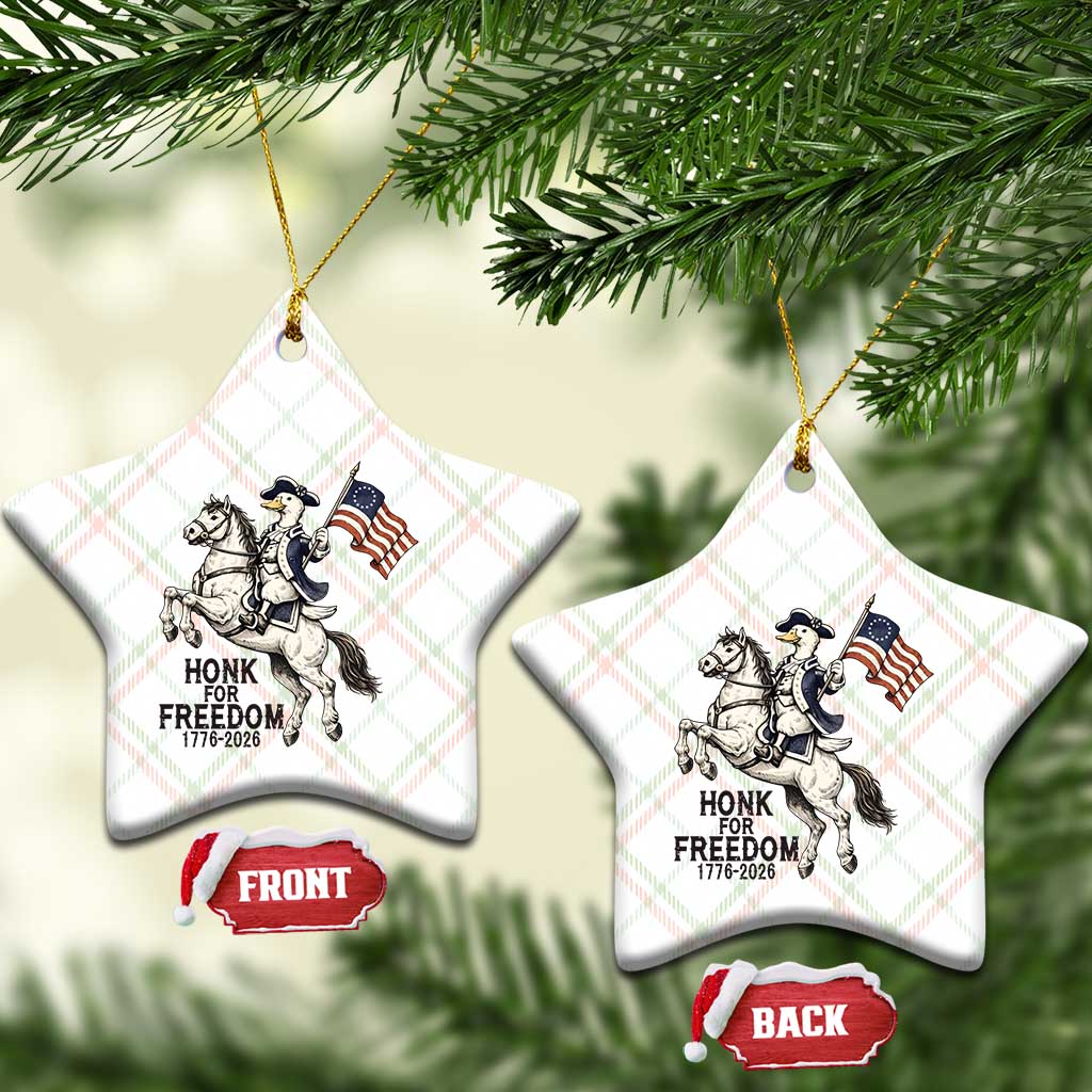 Funny Patriotic Goose Cowboy Ceramic Ornament Honk For Freedom