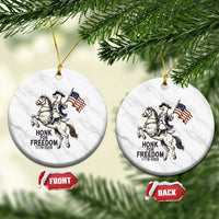 Funny Patriotic Goose Cowboy Ceramic Ornament Honk For Freedom