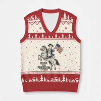 Funny Patriotic Goose Cowboy V-Neck Knit Sweater Vest Honk For Freedom