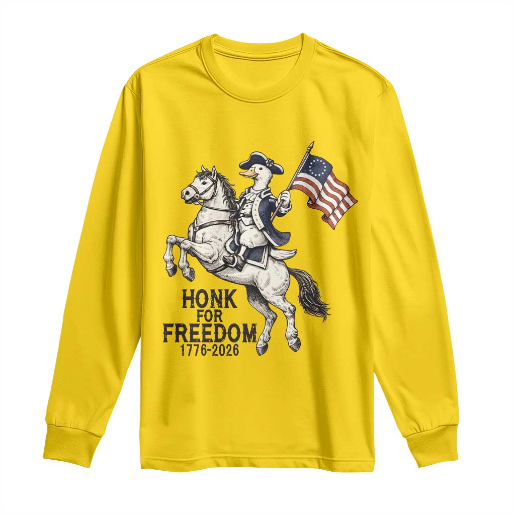 Funny Patriotic Goose Cowboy Long Sleeve Shirt Honk For Freedom