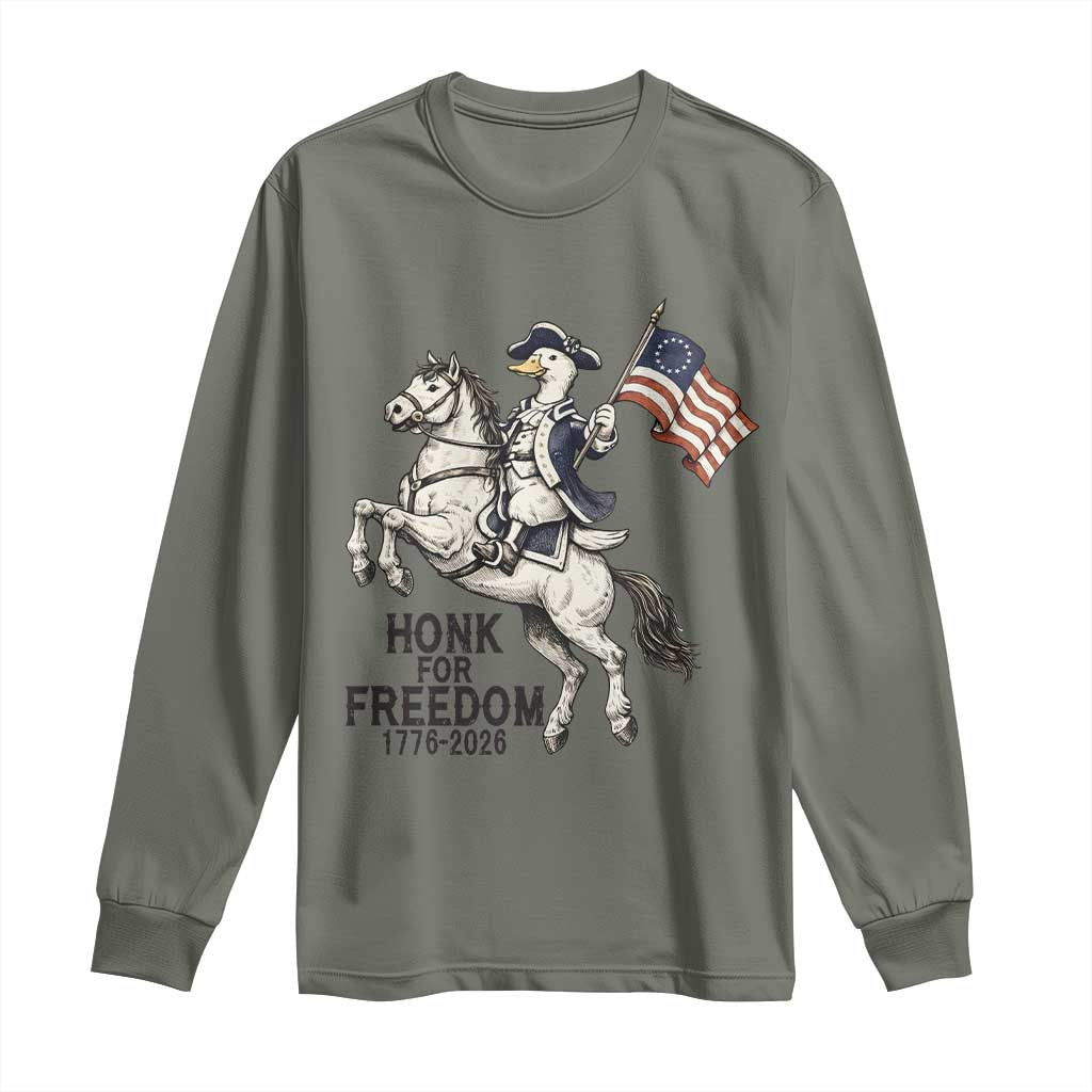 Funny Patriotic Goose Cowboy Long Sleeve Shirt Honk For Freedom