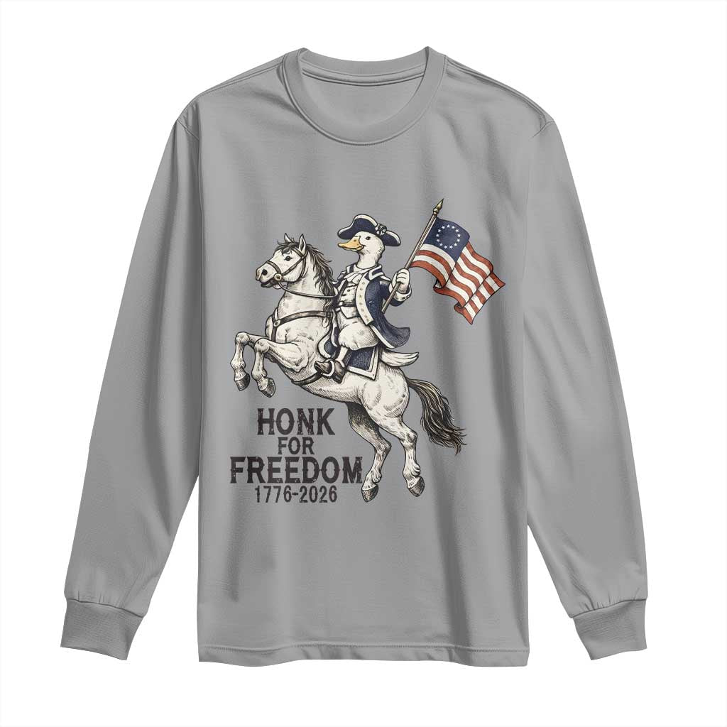 Funny Patriotic Goose Cowboy Long Sleeve Shirt Honk For Freedom