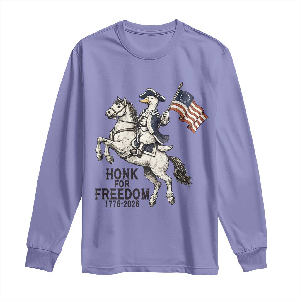 Funny Patriotic Goose Cowboy Long Sleeve Shirt Honk For Freedom