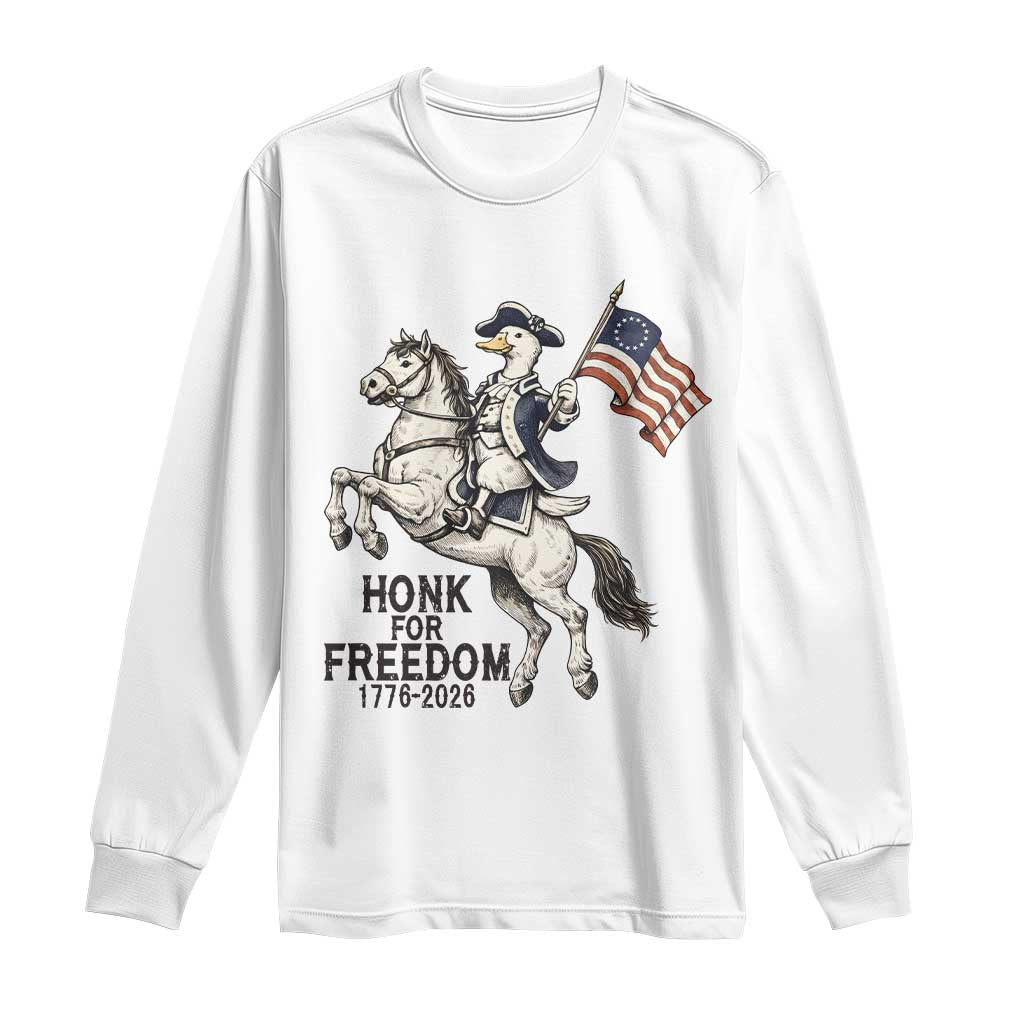 Funny Patriotic Goose Cowboy Long Sleeve Shirt Honk For Freedom