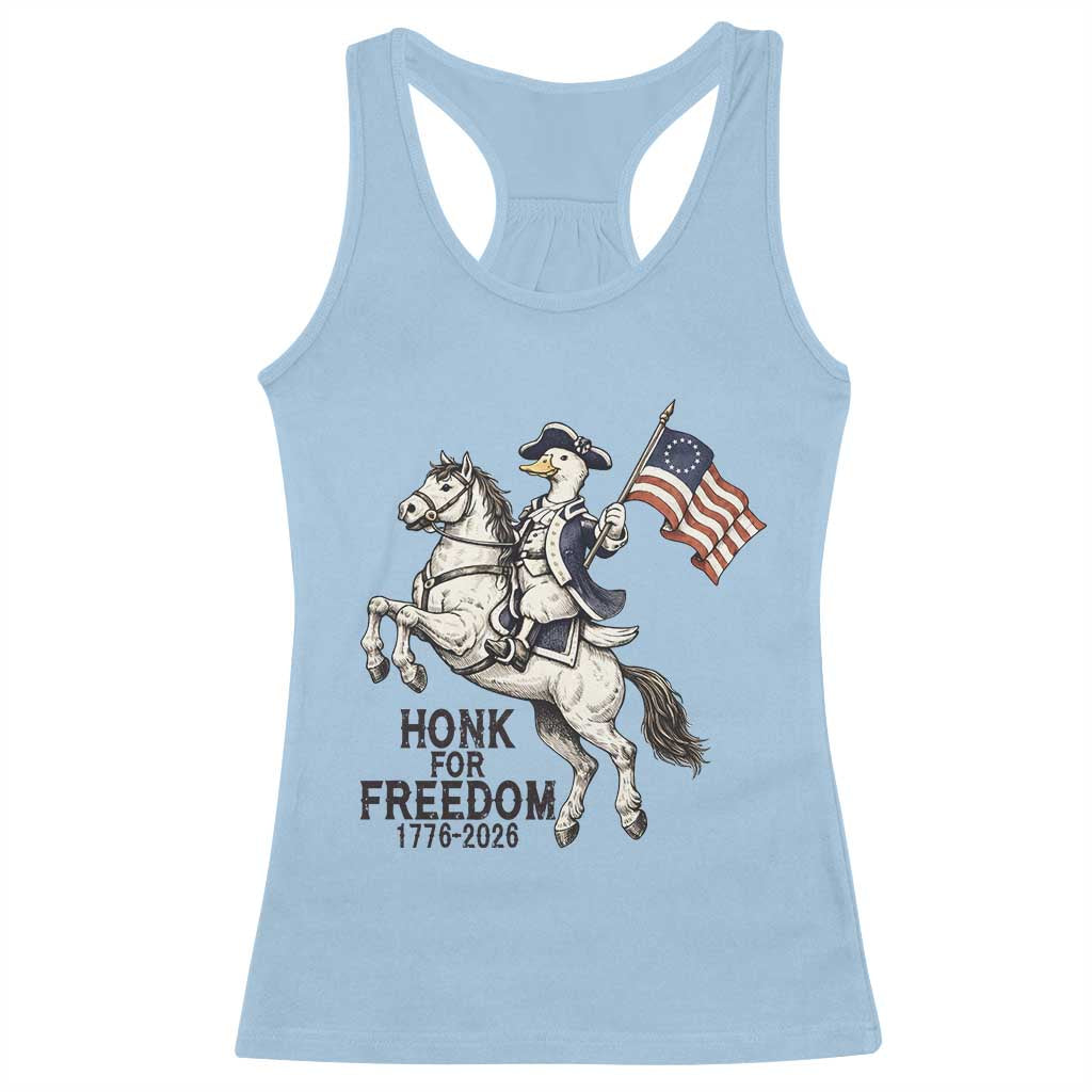 Funny Patriotic Goose Cowboy Racerback Tank Top Honk For Freedom