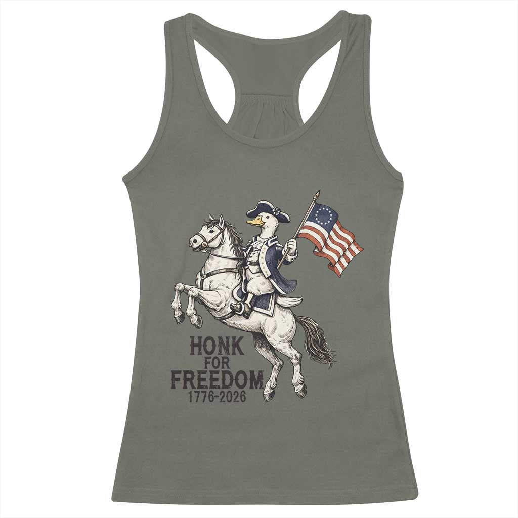 Funny Patriotic Goose Cowboy Racerback Tank Top Honk For Freedom