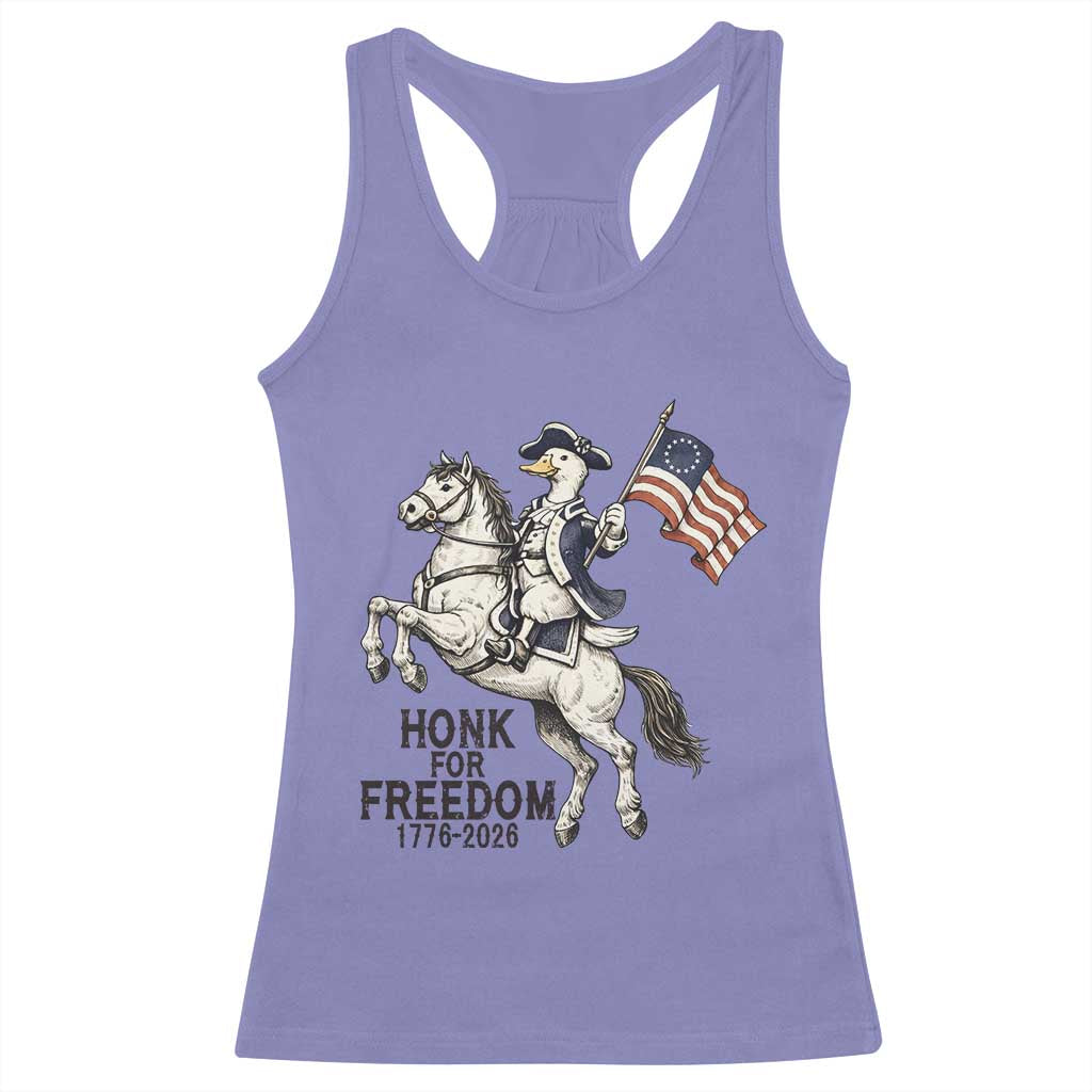 Funny Patriotic Goose Cowboy Racerback Tank Top Honk For Freedom