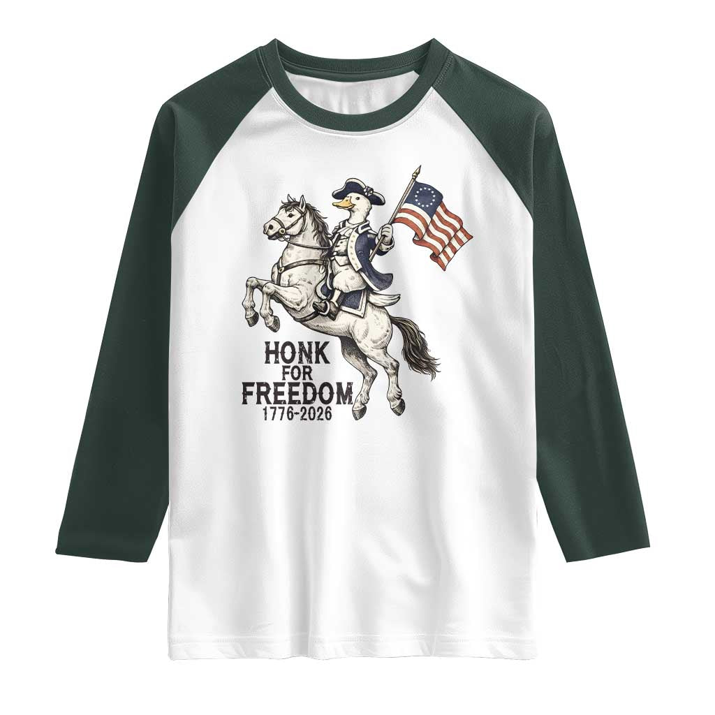 Funny Patriotic Goose Cowboy Raglan Shirt Honk For Freedom