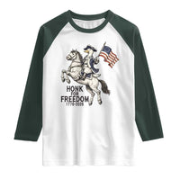 Funny Patriotic Goose Cowboy Raglan Shirt Honk For Freedom