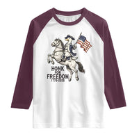Funny Patriotic Goose Cowboy Raglan Shirt Honk For Freedom