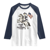 Funny Patriotic Goose Cowboy Raglan Shirt Honk For Freedom