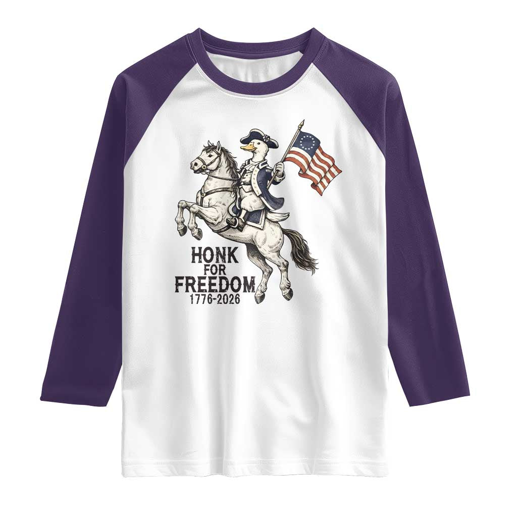 Funny Patriotic Goose Cowboy Raglan Shirt Honk For Freedom