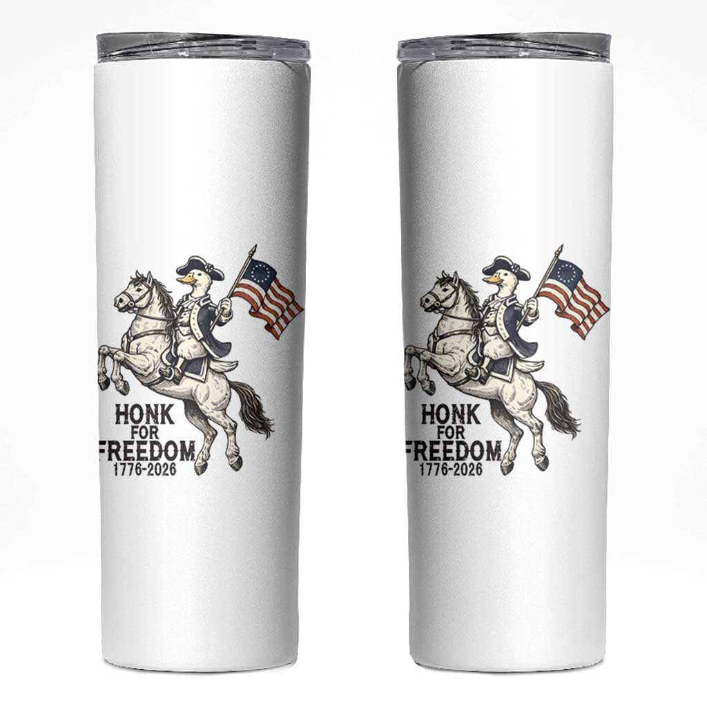 Funny Patriotic Goose Cowboy Skinny Tumbler Honk For Freedom