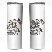 Funny Patriotic Goose Cowboy Skinny Tumbler Honk For Freedom