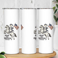 Funny Patriotic Goose Cowboy Skinny Tumbler Honk For Freedom