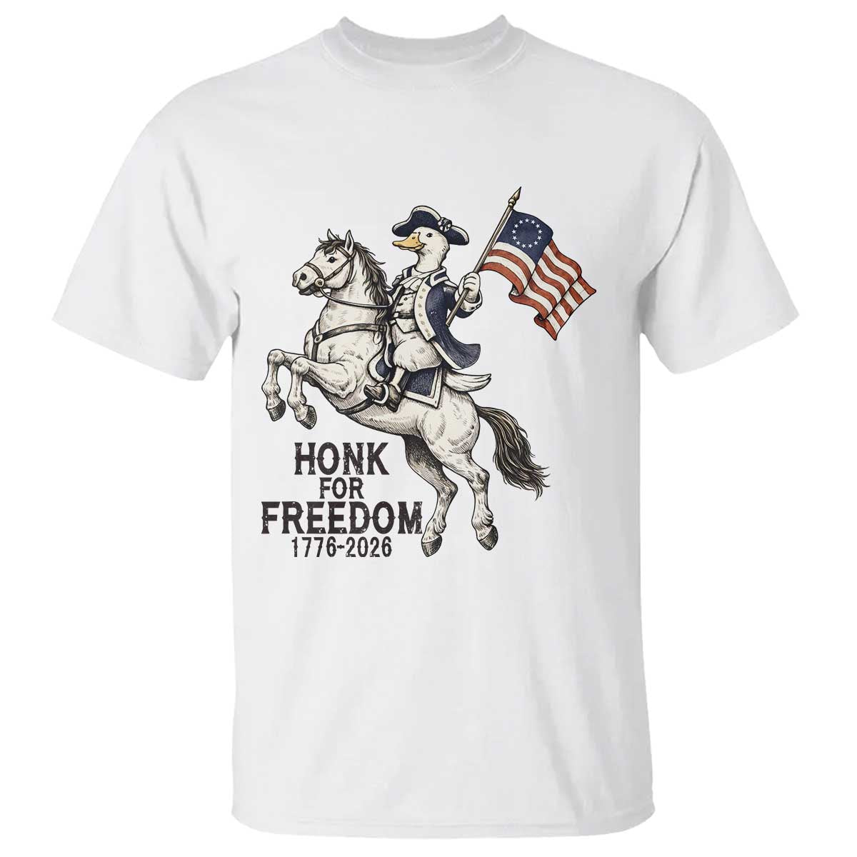 Funny Patriotic Goose Cowboy T Shirt Honk For Freedom