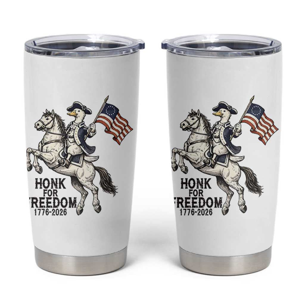 Funny Patriotic Goose Cowboy Tumbler Cup Honk For Freedom