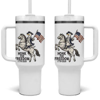 Funny Patriotic Goose Cowboy Tumbler With Handle Honk For Freedom