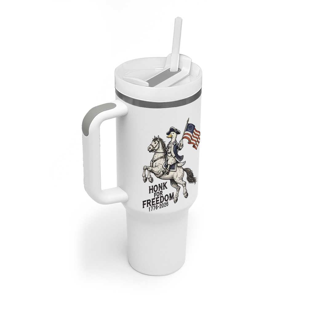 Funny Patriotic Goose Cowboy Tumbler With Handle Honk For Freedom