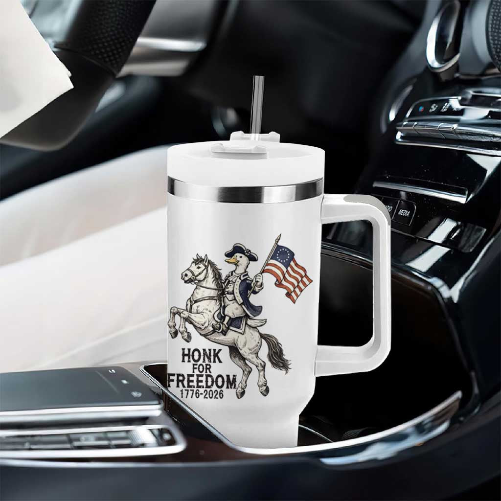 Funny Patriotic Goose Cowboy Tumbler With Handle Honk For Freedom