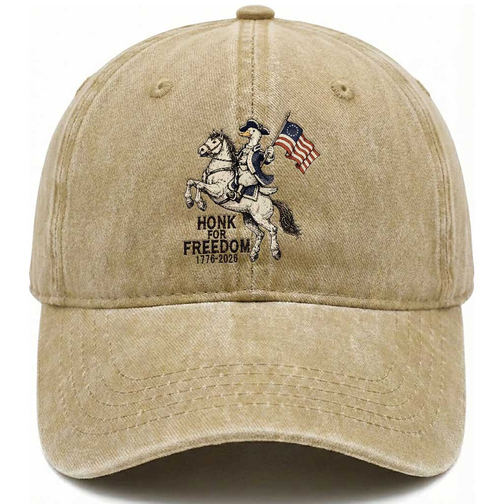 Funny Patriotic Goose Cowboy Washed Cotton Baseball Cap Honk For Freedom