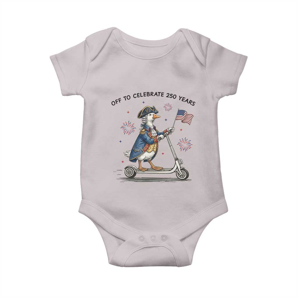 Funny Patriotic Goose Baby Onesie Off To Celebrate 250 Years