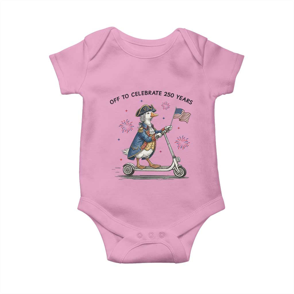 Funny Patriotic Goose Baby Onesie Off To Celebrate 250 Years