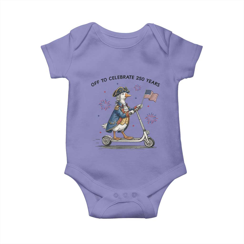 Funny Patriotic Goose Baby Onesie Off To Celebrate 250 Years