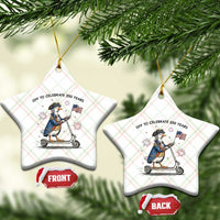 Funny Patriotic Goose Ceramic Ornament Off To Celebrate 250 Years