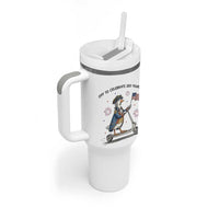 Funny Patriotic Goose Tumbler With Handle Off To Celebrate 250 Years