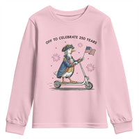 Funny Patriotic Goose Youth Sweatshirt Off To Celebrate 250 Years