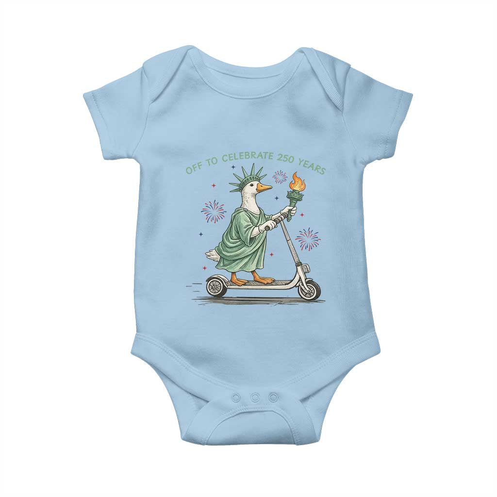 Funny Goose Statue Of Liberty Baby Onesie Off To Celebrate 250 Year