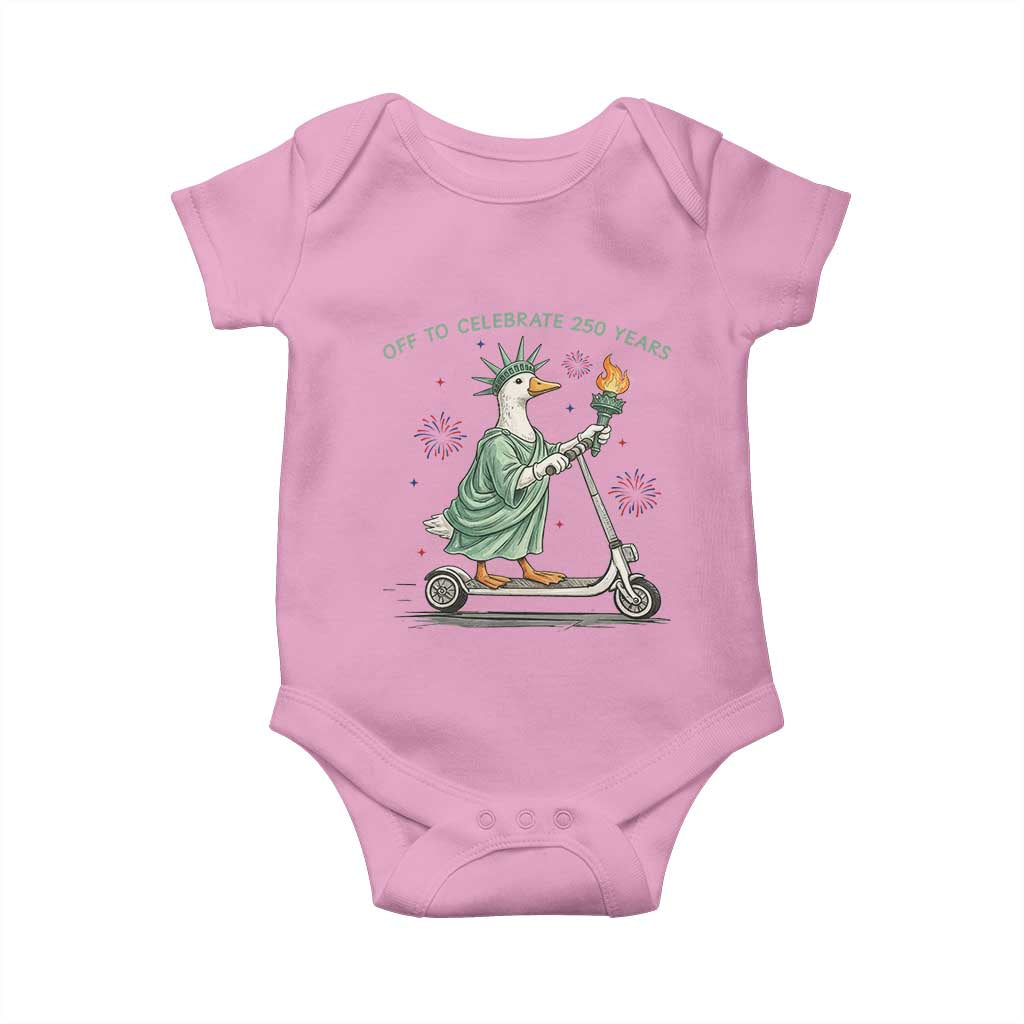Funny Goose Statue Of Liberty Baby Onesie Off To Celebrate 250 Year