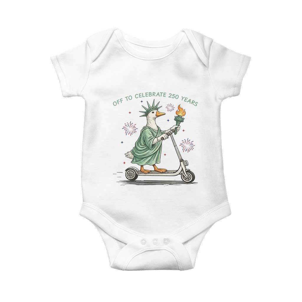 Funny Goose Statue Of Liberty Baby Onesie Off To Celebrate 250 Year