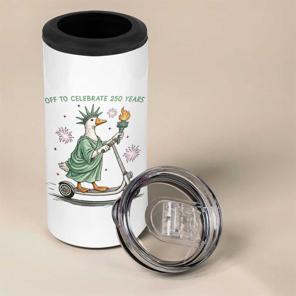 Funny Goose Statue Of Liberty 4 in 1 Can Cooler Tumbler Off To Celebrate 250 Year