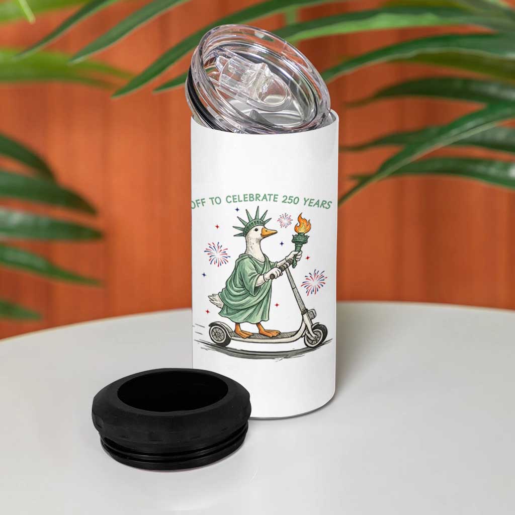 Funny Goose Statue Of Liberty 4 in 1 Can Cooler Tumbler Off To Celebrate 250 Year