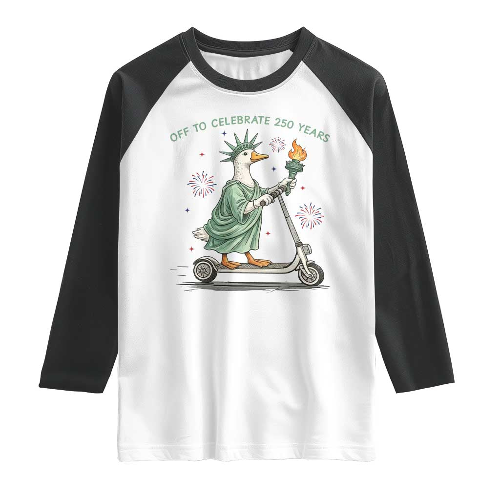Funny Goose Statue Of Liberty Raglan Shirt Off To Celebrate 250 Year
