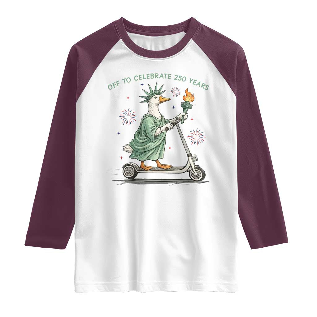 Funny Goose Statue Of Liberty Raglan Shirt Off To Celebrate 250 Year