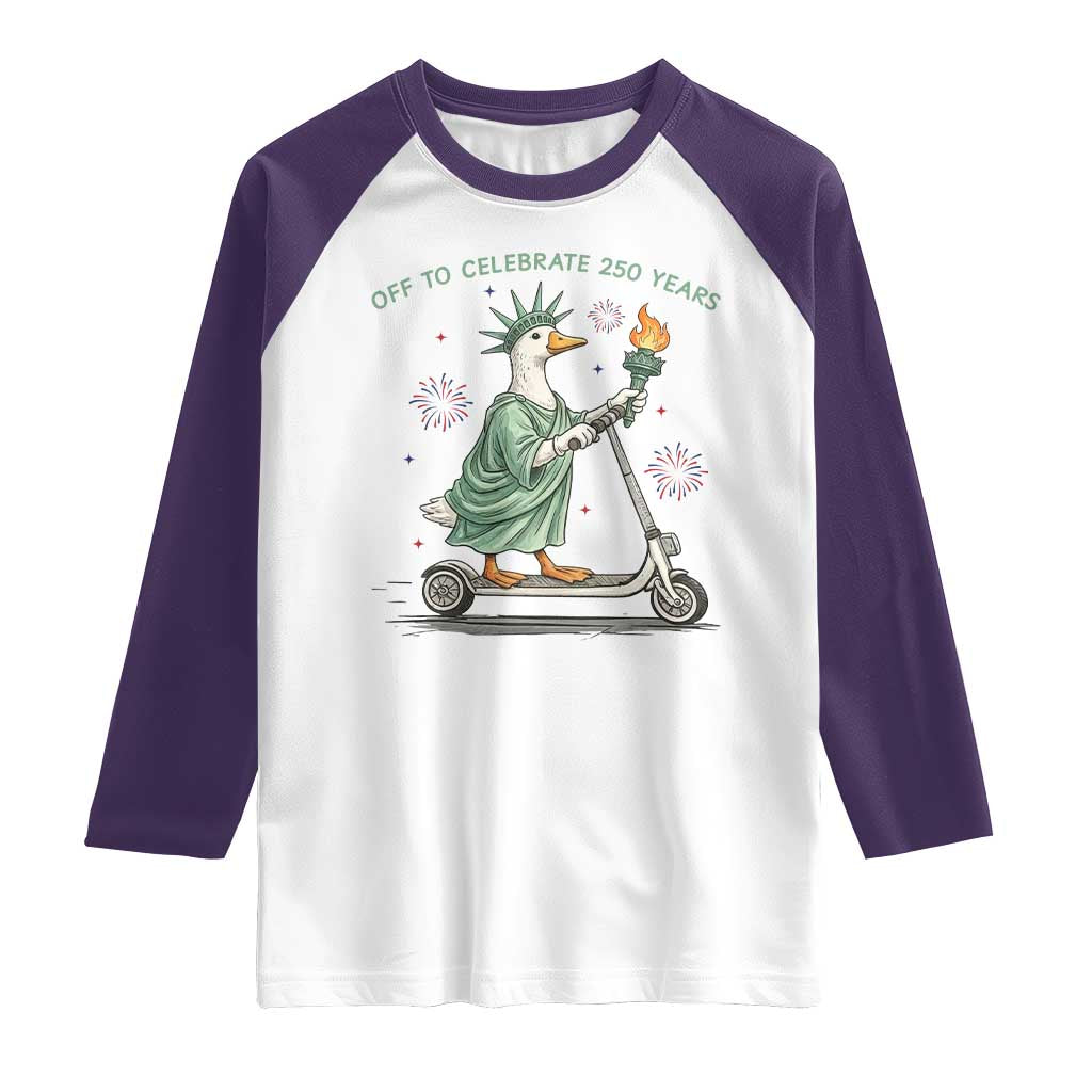 Funny Goose Statue Of Liberty Raglan Shirt Off To Celebrate 250 Year