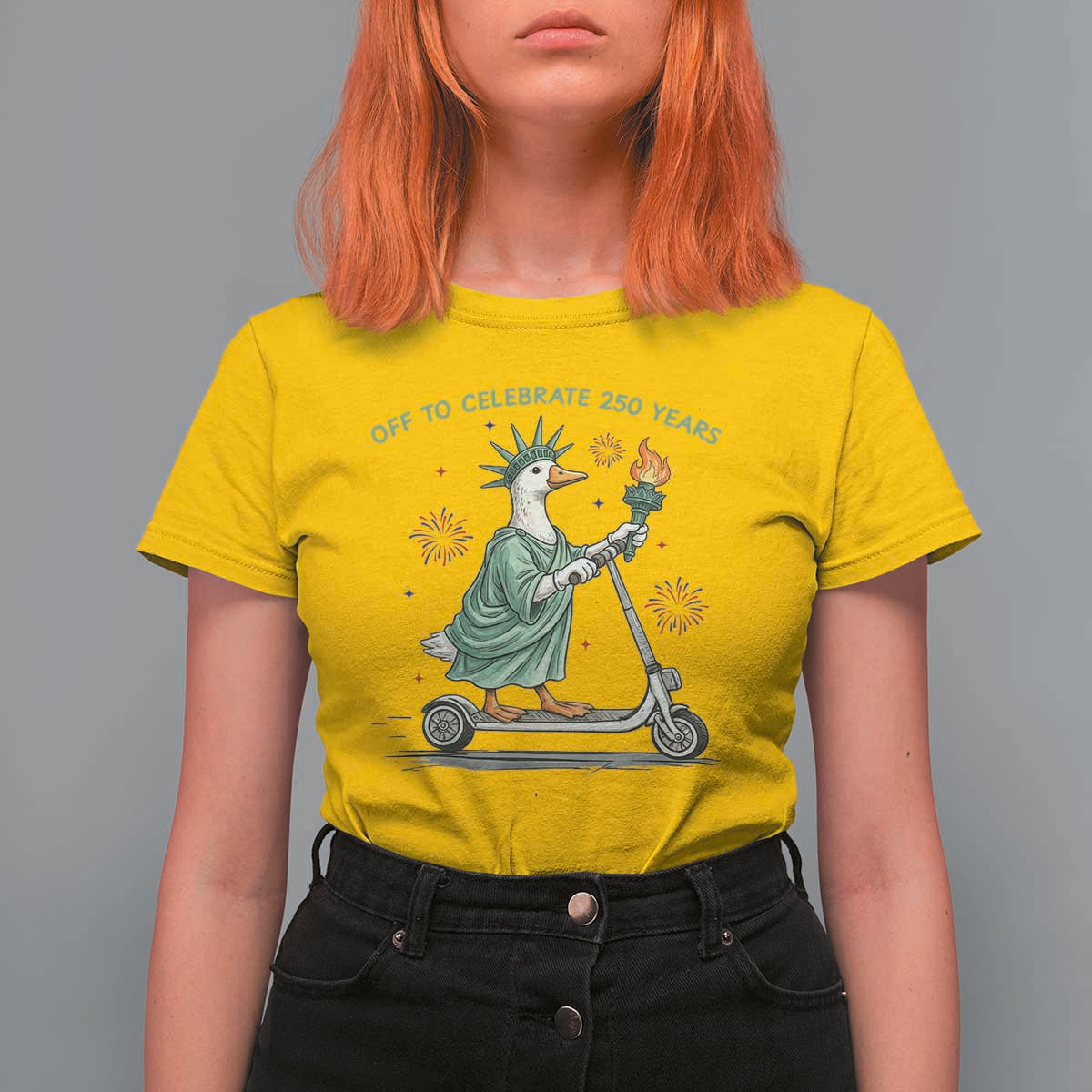 Funny Goose Statue Of Liberty T Shirt For Women Off To Celebrate 250 Year