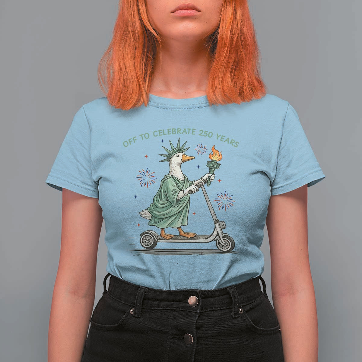 Funny Goose Statue Of Liberty T Shirt For Women Off To Celebrate 250 Year