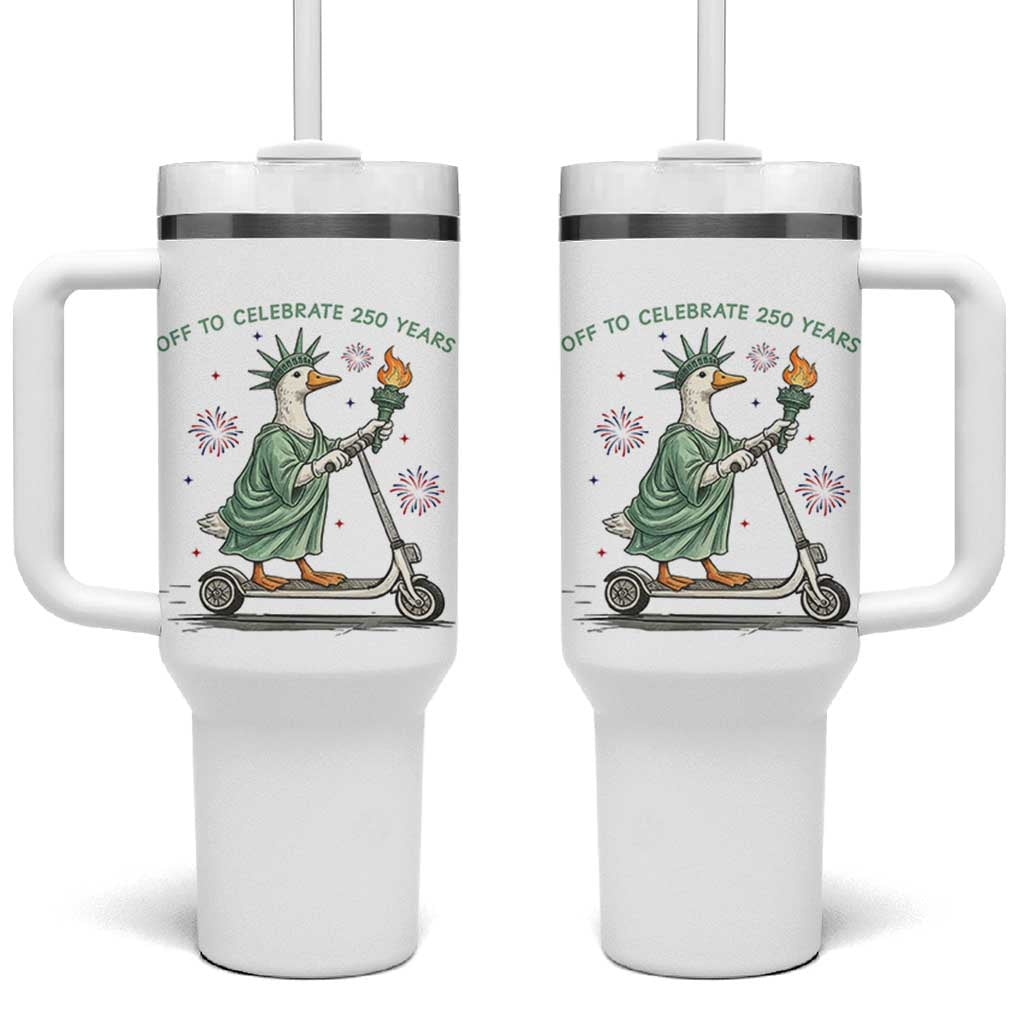 Funny Goose Statue Of Liberty Tumbler With Handle Off To Celebrate 250 Year