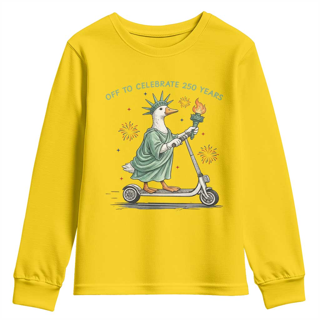 Funny Goose Statue Of Liberty Youth Sweatshirt Off To Celebrate 250 Year