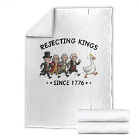 Rejecting Kings Since 1776 Throw Blanket Funny Founding Fathers Chasing Royal Goose