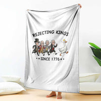 Rejecting Kings Since 1776 Throw Blanket Funny Founding Fathers Chasing Royal Goose