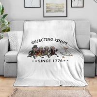 Rejecting Kings Since 1776 Throw Blanket Funny Founding Fathers Chasing Royal Goose
