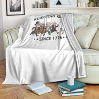 Rejecting Kings Since 1776 Throw Blanket Funny Founding Fathers Chasing Royal Goose